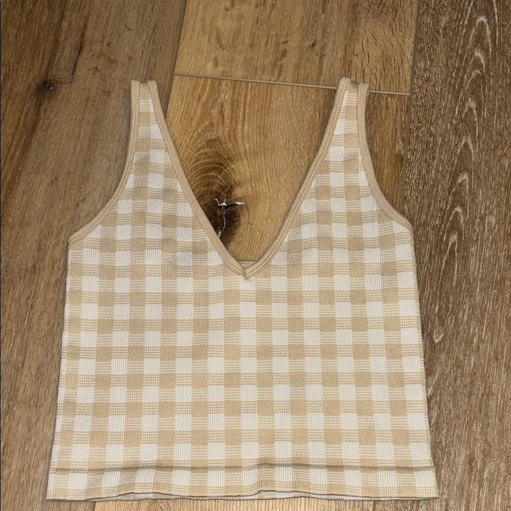 FLORA Checkered Beige Tank Top size M/L